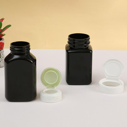 120cc 150cc 200cc 250cc Vitamin Pill Bottle Black Square Shape PET Bottle