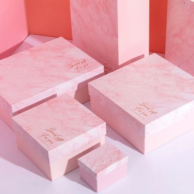 Paperboard Blue Pink Rectangle Gift Boxes With Lids Silk