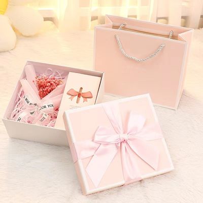 Paperboard Blue Pink Rectangle Gift Boxes With Lids Silk