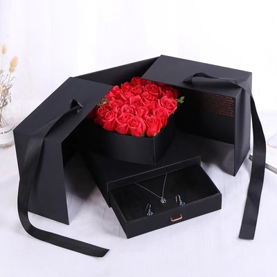 Pink Drawer Double Open Door Paper Flower Gift Boxes For Small Business 24X24X15cm