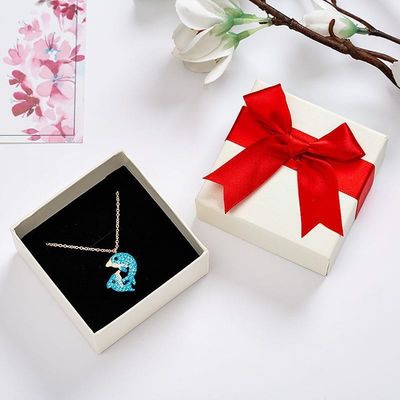 8*8*1.7cm Jewelry Packaging Boxes Base Lip Boxes With Ribbon