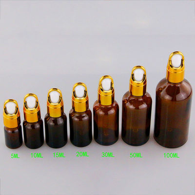 Customized Accepted Essential Oil Small Round Empty Shiny Silver Gold Dropper Oil Bottle with Unique Flower Basket Rubber