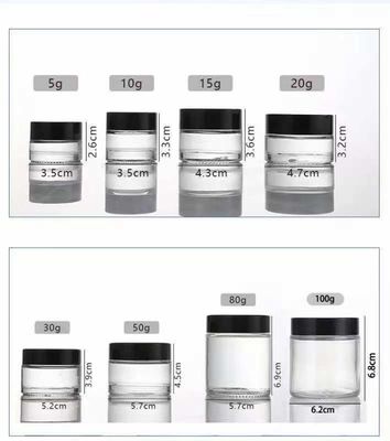 5g 10g 15g 30g 50g 100g Food Grade Round Glass Jar with Gold or Silver Lids from Screen Printing