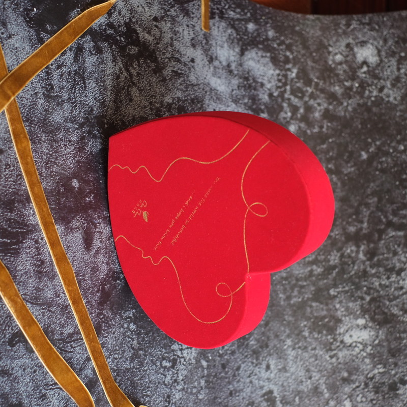 Chocolate Biodegradable Red Heart Shape Gift Box With Ribbon And Blister Insert
