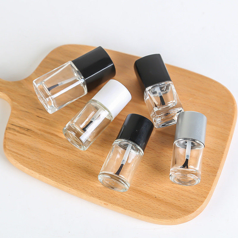 8ml 10ml 15ml Customized Accepted Clear UV Gel Nail Polish Bottle Empty Glass Bottle for Gel Polish With Silver Cap and Brush